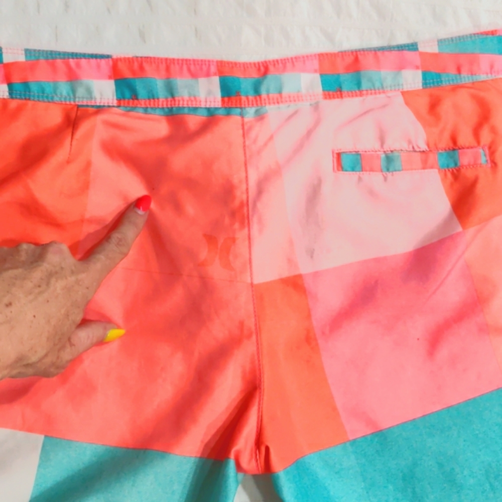Hurley Plaid Board Shorts Surf Swim - Picture 5 of 6